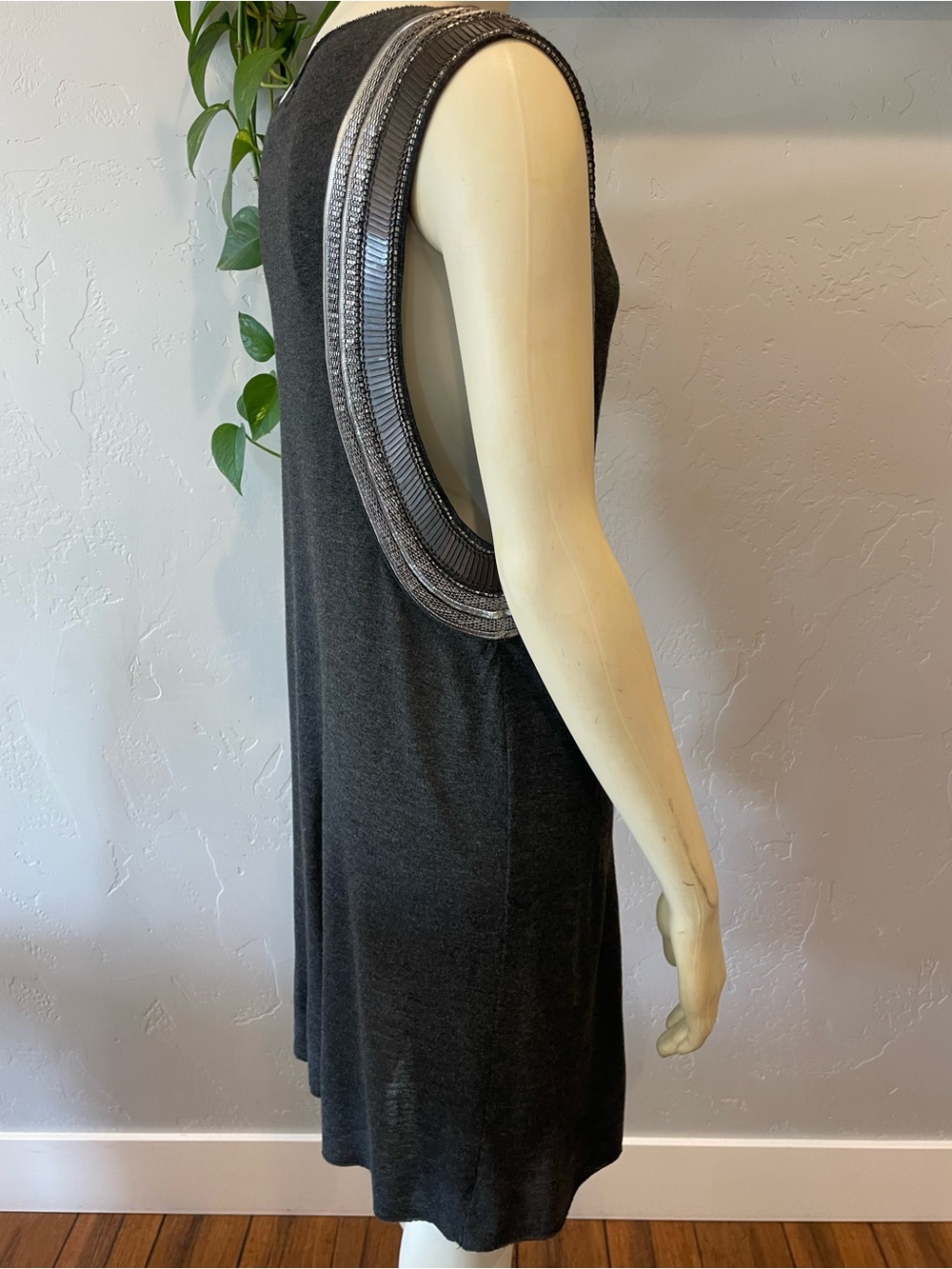 Allsaints “Siri” hand embellished Trim Shift Dress L ret. $250